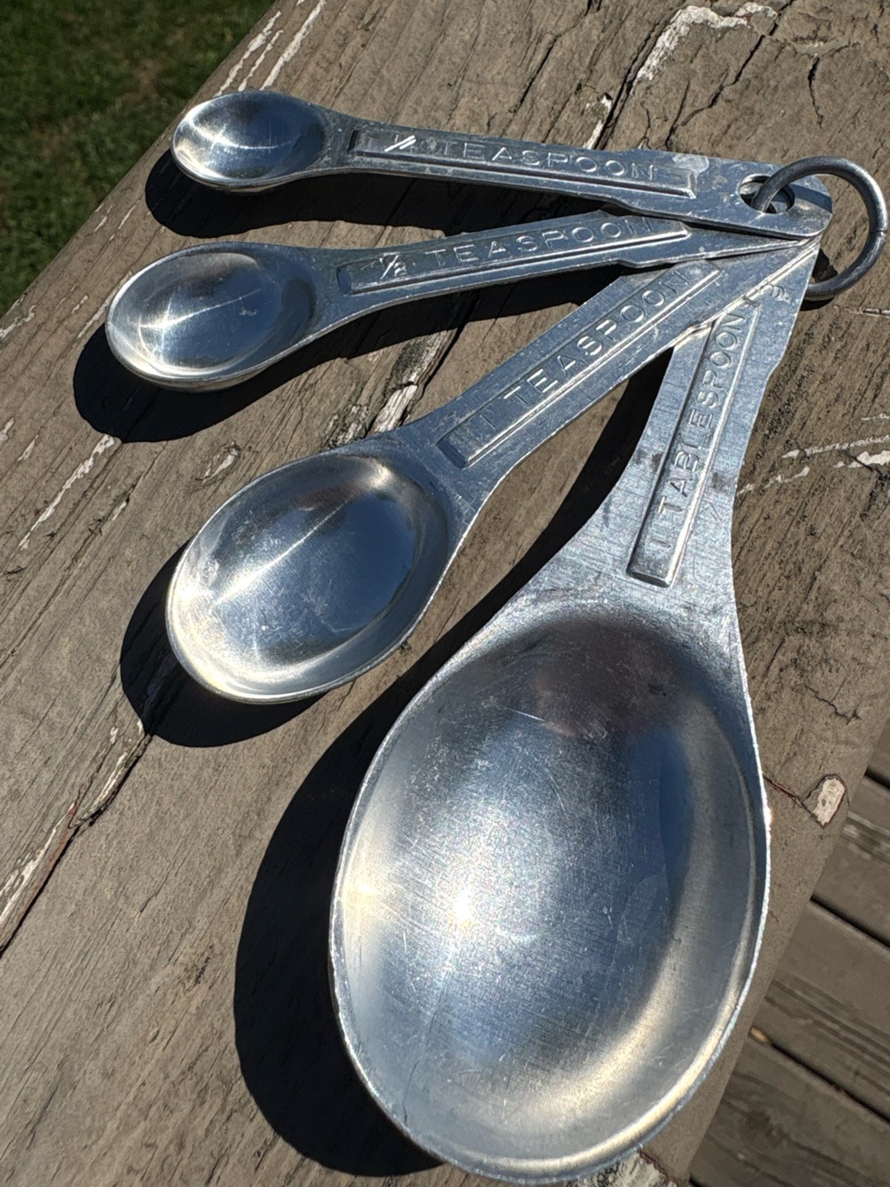 Vintage Aluminum Measuring Spoon Set 4 Pc Mid Century Kitchen Utensils